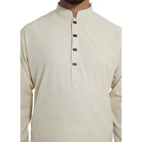 Cream Premium Micro stitch Panjabi - Image 3