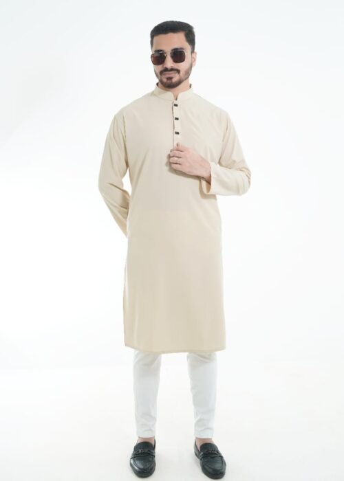 Cream Premium Micro stitch Panjabi - Image 4