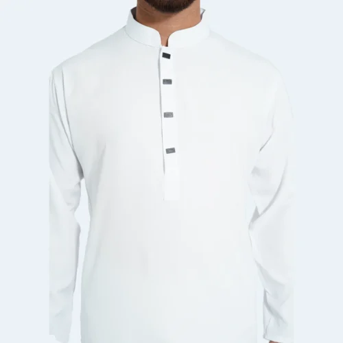 White Premium Micro stitch Panjabi - Image 2
