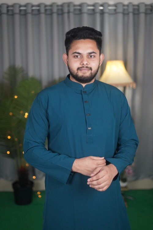 Dark Green Premium Micro stitch Panjabi – Rongeen - Image 1